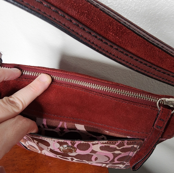 Coach Chelsea Optic Signature Logo Suede/Leather Trim Handbag - Picture 15 of 16